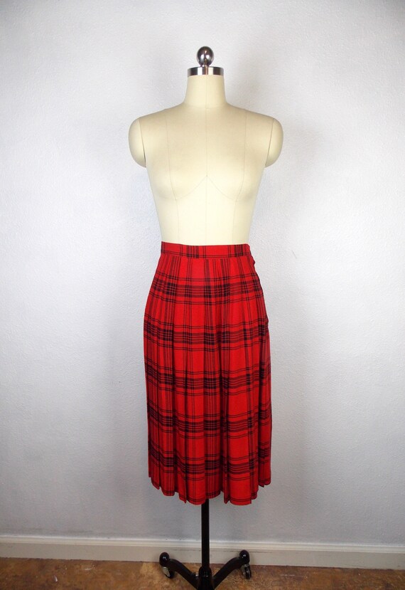 Jupe panneau pliss carreaux en rouge et noir Taille 26 Etsy
