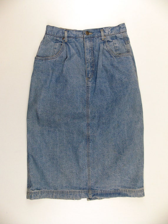 LizWear Denim Pencil Skirt 1990's Midi Length Pet… - image 2