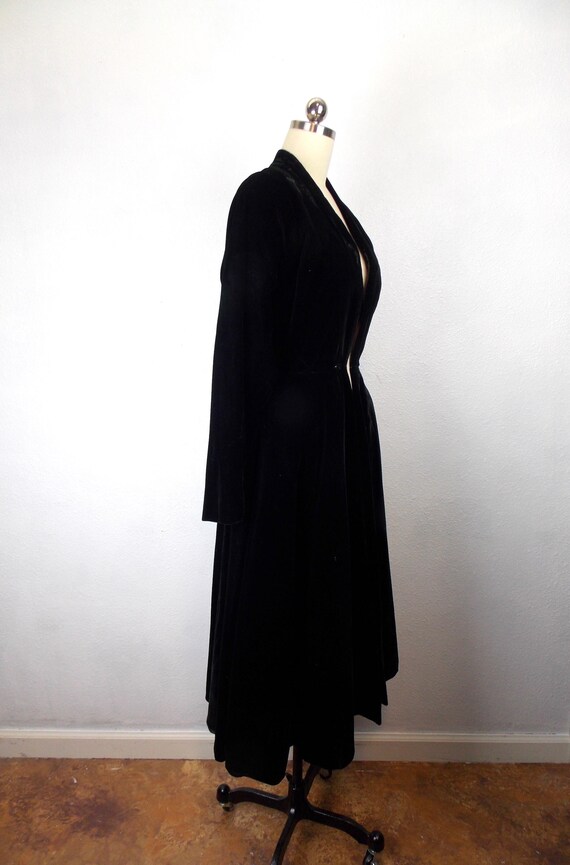 Vintage 1950s Black Wool Velvet Princess Coat