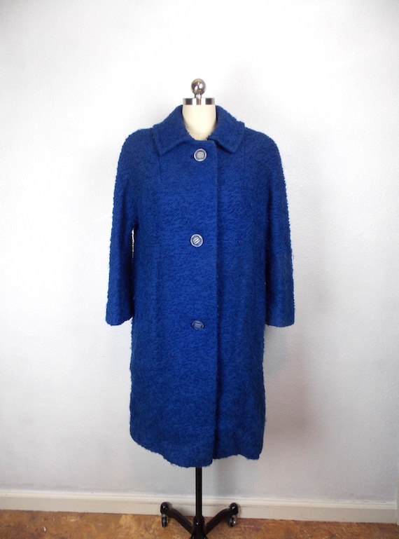 青*子様 60's U.K. VINTAGE PURE WOOL COATウール 1960's Betty Rose Blue Coat Wool Boucle - Etsy Canada