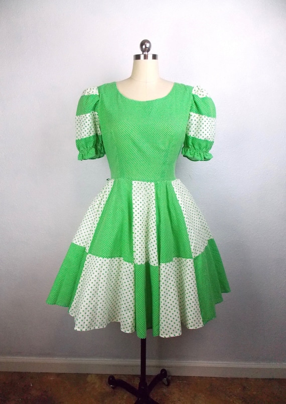 green emerald velvet dress Donald Brooks Apple Green Polka Dot Dress main image 0