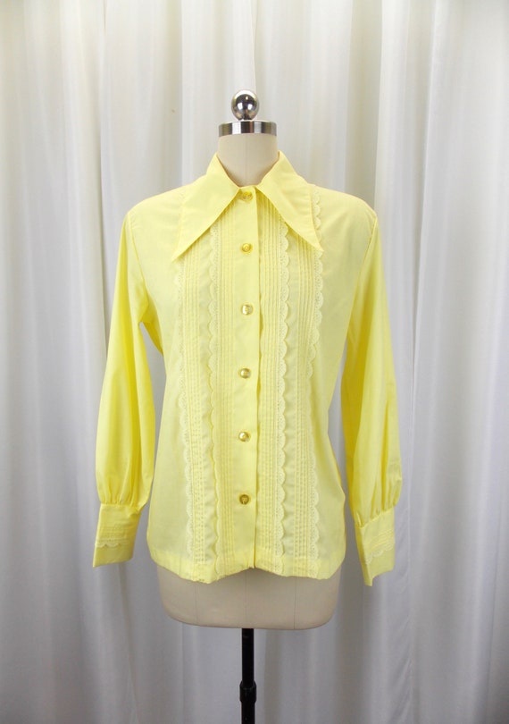 1970's Womens Blouse Statement Collar NOS Long Sle