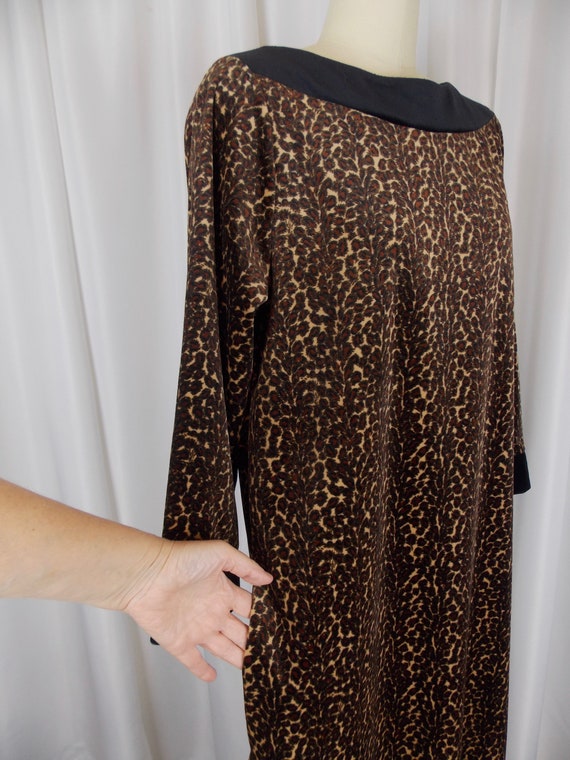 Animal Print Velour House Dress Robe Caftan 1990'… - image 3