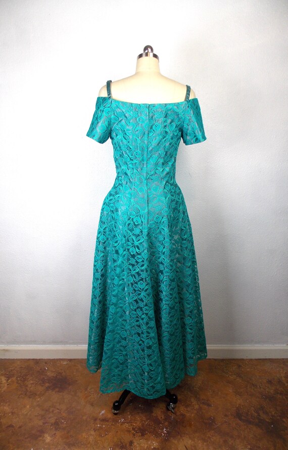 1950's Lace Off the Shoulder Formal Dress - image 3