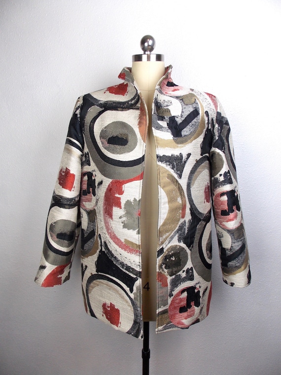 Abstract Pattern Tapestry Blazer Jacket 1990's si… - image 1