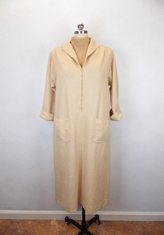 1970's Poly Knit Dress with Removable Dickey Coll… - image 2