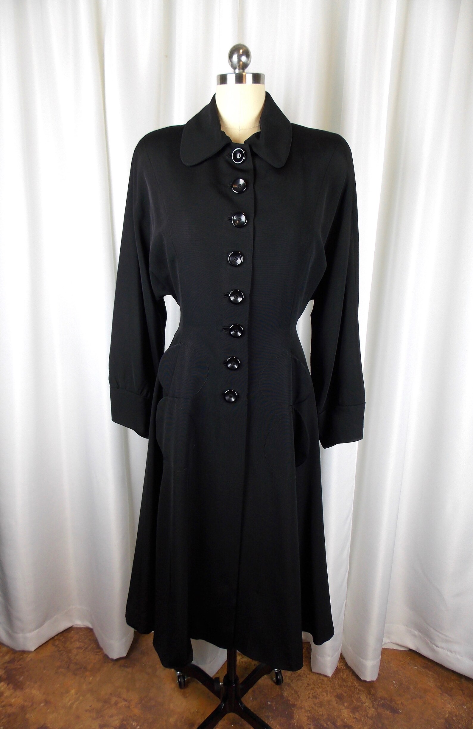 1940's Black Dress Coat New Look | Etsy