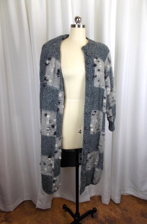 Gray Long Sweater Cardigan Jacket Duster Quilted … - image 5