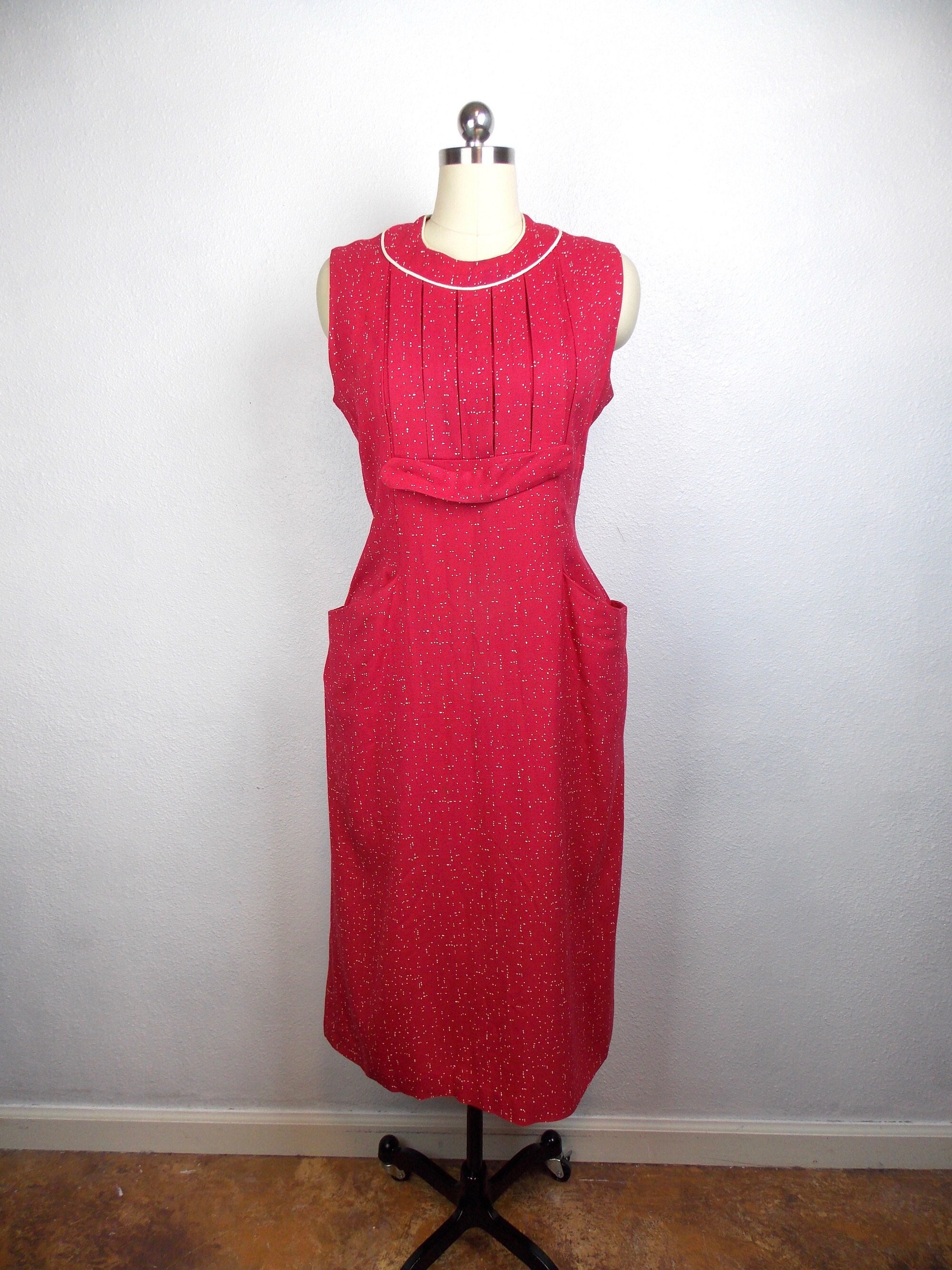 Red Pencil Dress 1950 - Etsy