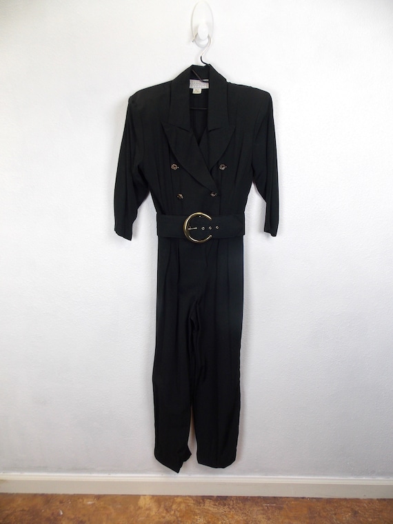 1990's Black Jumpsuit with Belt RAMPAGE Label - image 1