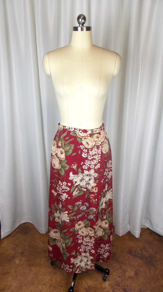 Midi Ankle Length Skirt Floral Print in Cotton 199