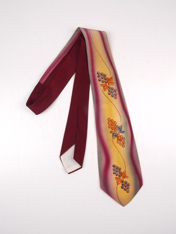 1940's Hand Painted Silk Necktie Beau Brummell - image 3