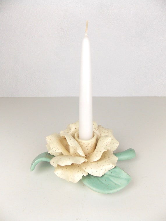 Off-White Candle Holder - Ceramic Taper Candlestick Holder