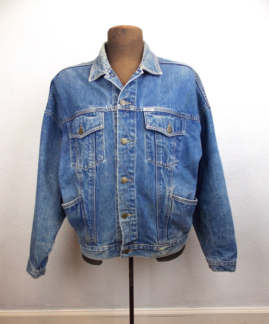 1990's Guess Men's Denim Jacket Acid Wash - Etsy