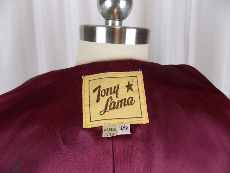 Tony Lama Womens Leather Blazer Jacket 1980's Oxblood Red image 7