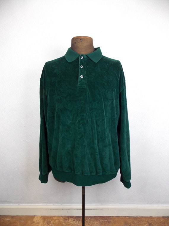 Vintage Forrest Green Men's Velour Pullover Norm T