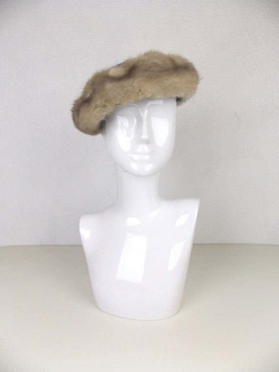 1940's 1950's Blue Felt Hat with Fur Trim - image 2
