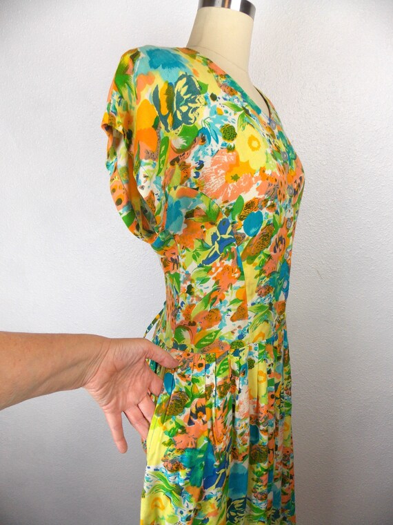 1990's Floral Drop Waist Dress - image 4