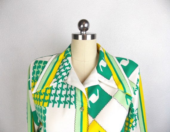 1970's Women's Pantsuit Polyester Knit Green and … - image 3