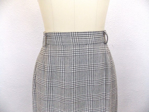 Gray Plaid Wool Skirt Straight Pencil Skirt - image 3