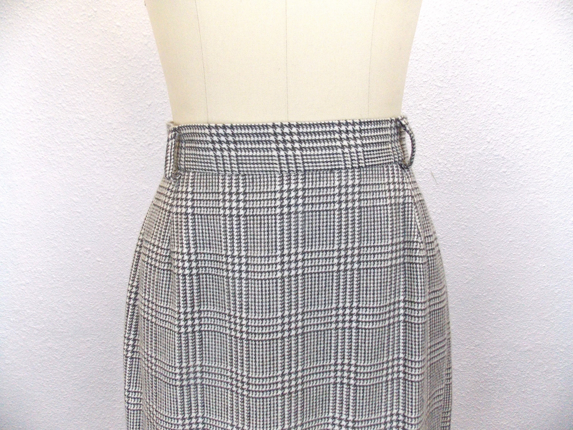 Gray Plaid Wool Skirt Straight Pencil Skirt Etsy UK