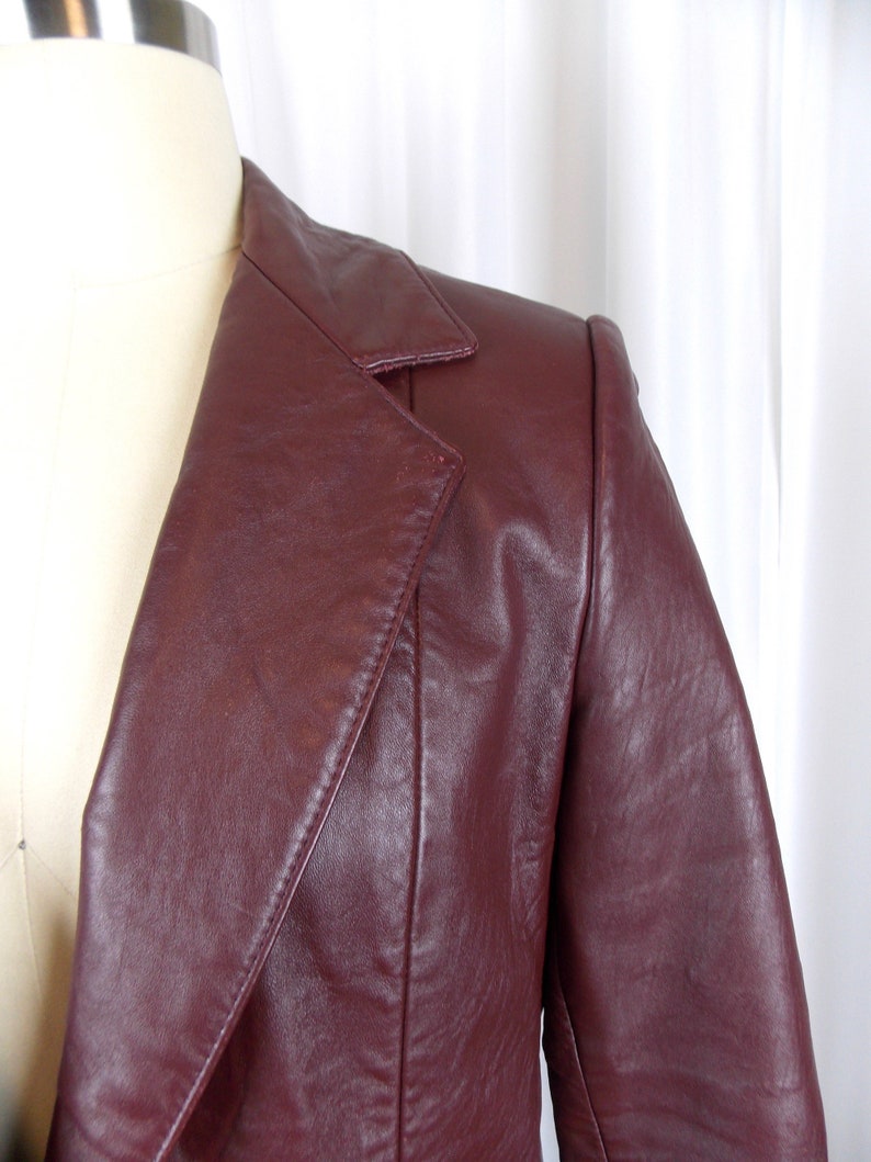 Tony Lama Womens Leather Blazer Jacket 1980's Oxblood Red image 2