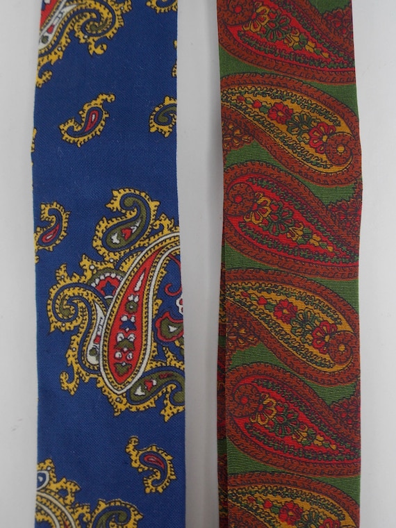 60's 70's Paisley Skinny Neck Ties by Rooster and 