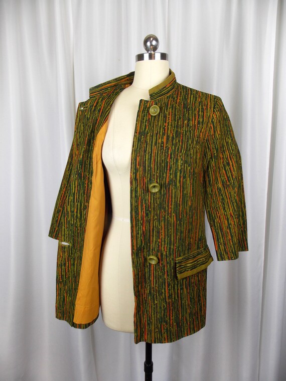 1960's Julie Miller Jacket Green and Orange Hip L… - image 5