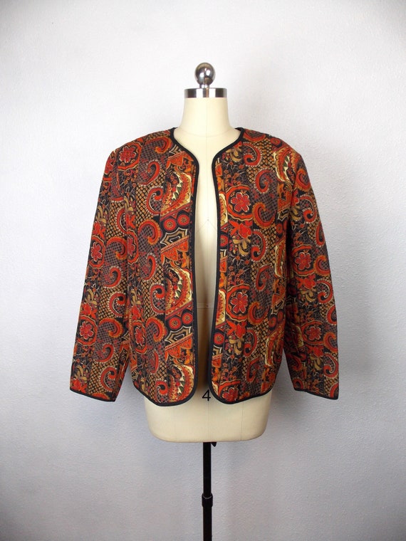 1970's Paisley Print Quilted Jacket Jo Hardin Orig