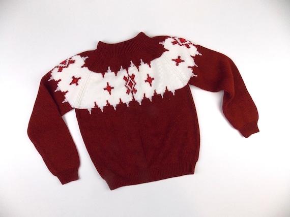 1960年代 ボーイズ スキー セーター ブラウン、ホワイト、オレンジ