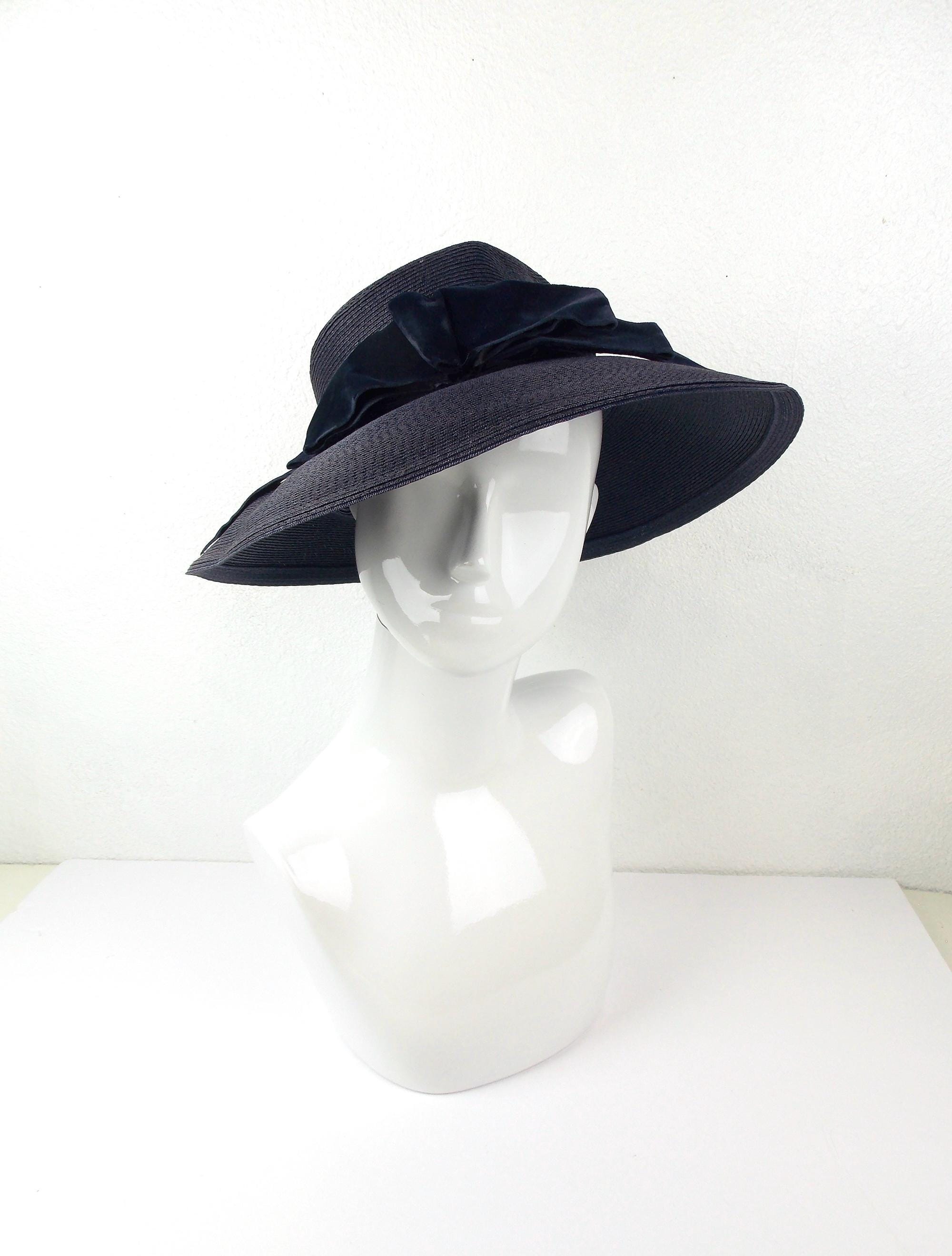 Vintage Elegant Black Veiled‎ Hat Union Made in the USA Vintage Hat Mr. John Demi Chapeau New York Paris Black with  main image 3