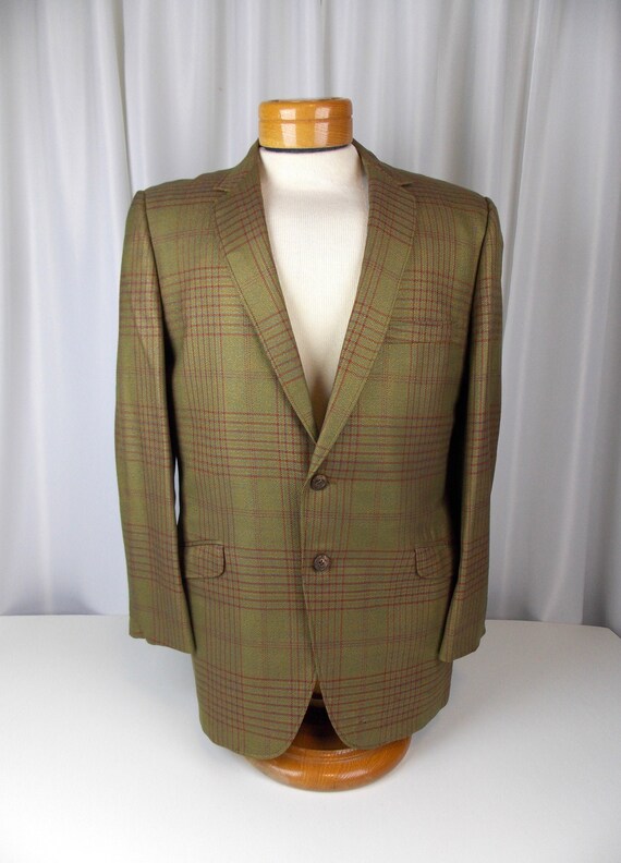 Vintage Brown /& Green Tweed Wool Sport Coat Mens Size 46L 80s Mens Blazer Brown Green Print Blazer Preppy Tweed Wool Sport Coat