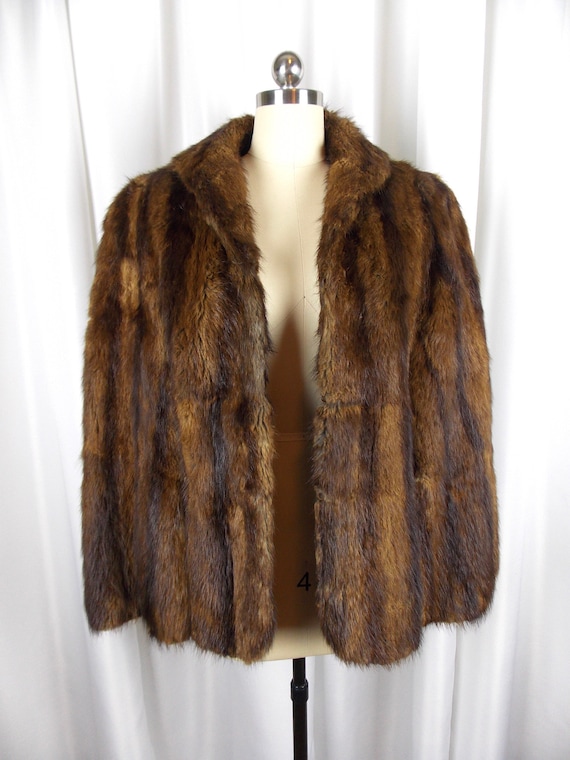 Vintage Brown Fur Cape Open Size - Gem