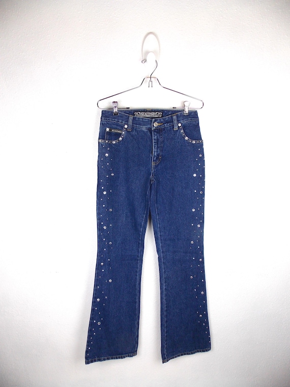 Vintage Rhinestone Studded Jeans by No Excuses Medium Wash Denim  