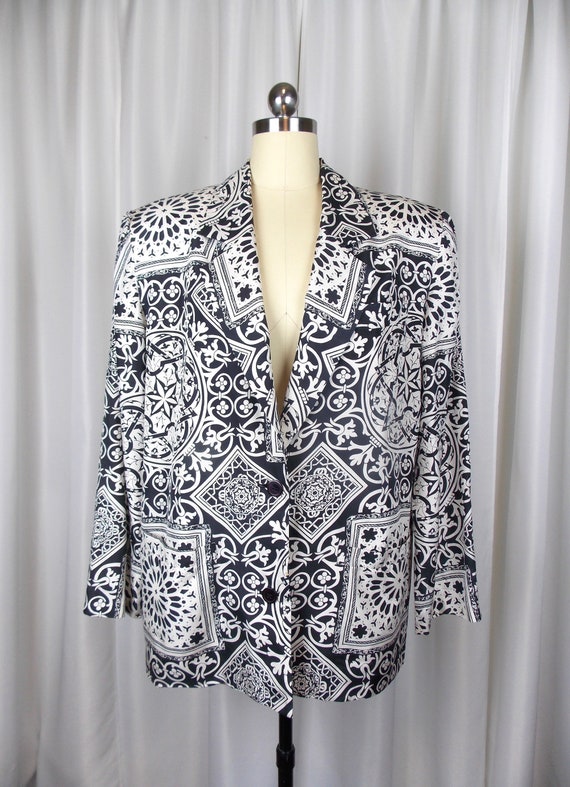 Black and White Silk Blazer IB Diffusion Gothic Pa