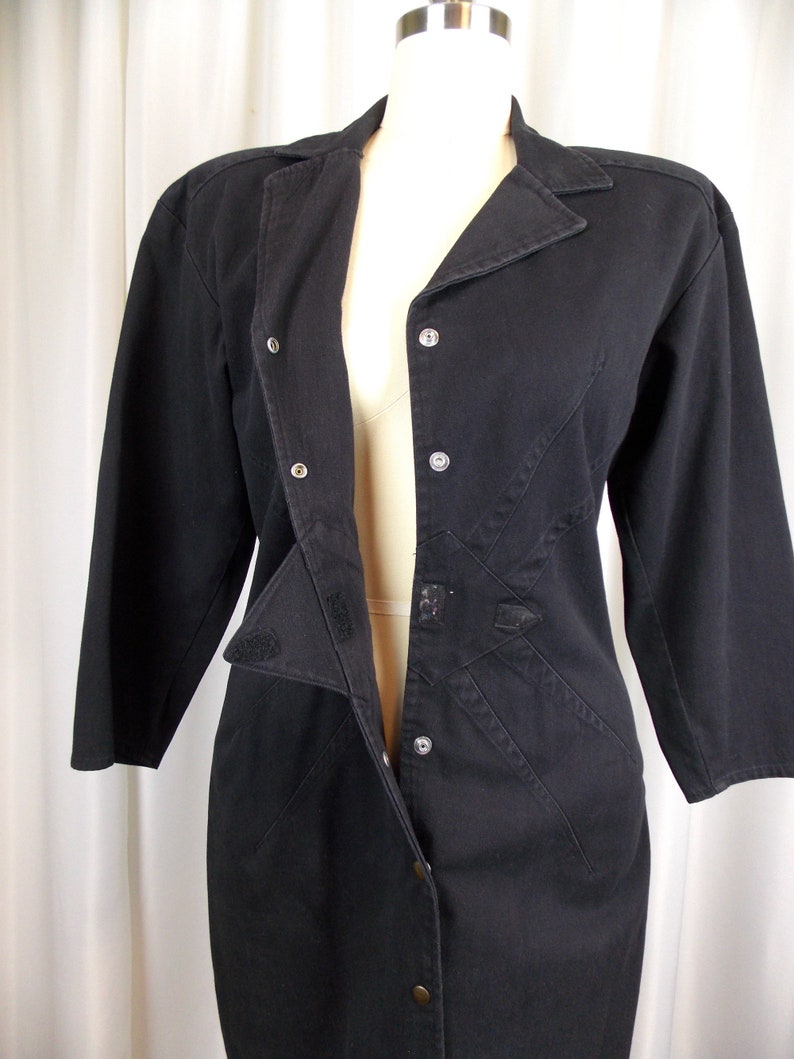 Black Twill Coat Dress Small 1990/'s Small