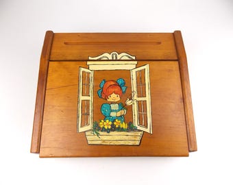 1970's Hand Painted Wood Lap Desk