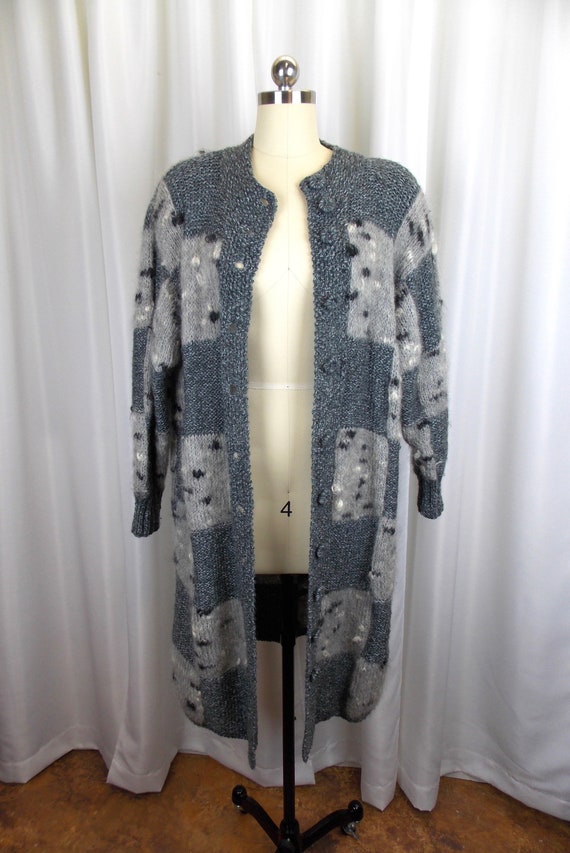 Gray Long Sweater Cardigan Jacket Duster Quilted … - image 6