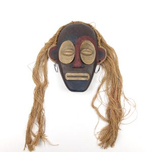 Large Vintage Carved Wood African Mask Wall Decor