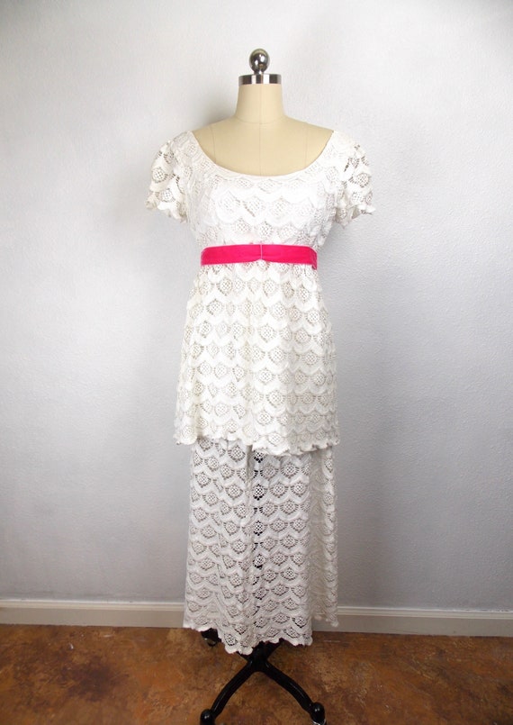 1970's Princess Kauilani Two Piece Lace Crochet To