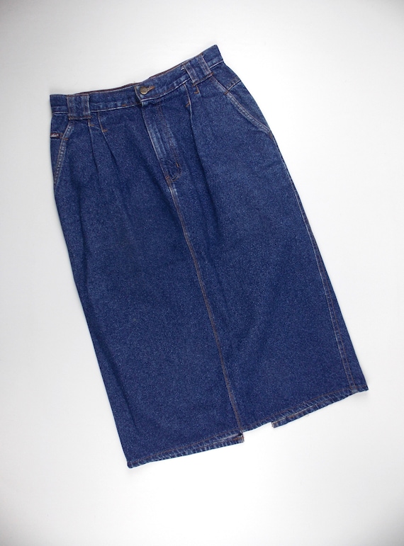 1980's 1990's Denim Pencil Skirt Chic Label Dark R