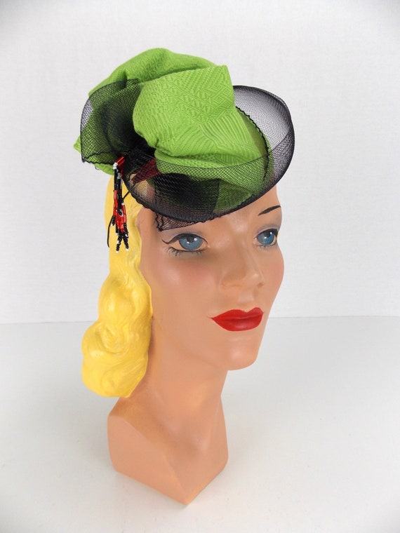 Bright Lime Green Fascinator Selima by V