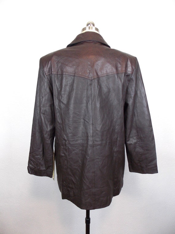 1990's NOS Braefair Leather Jacket Blazer Brown S… - image 4