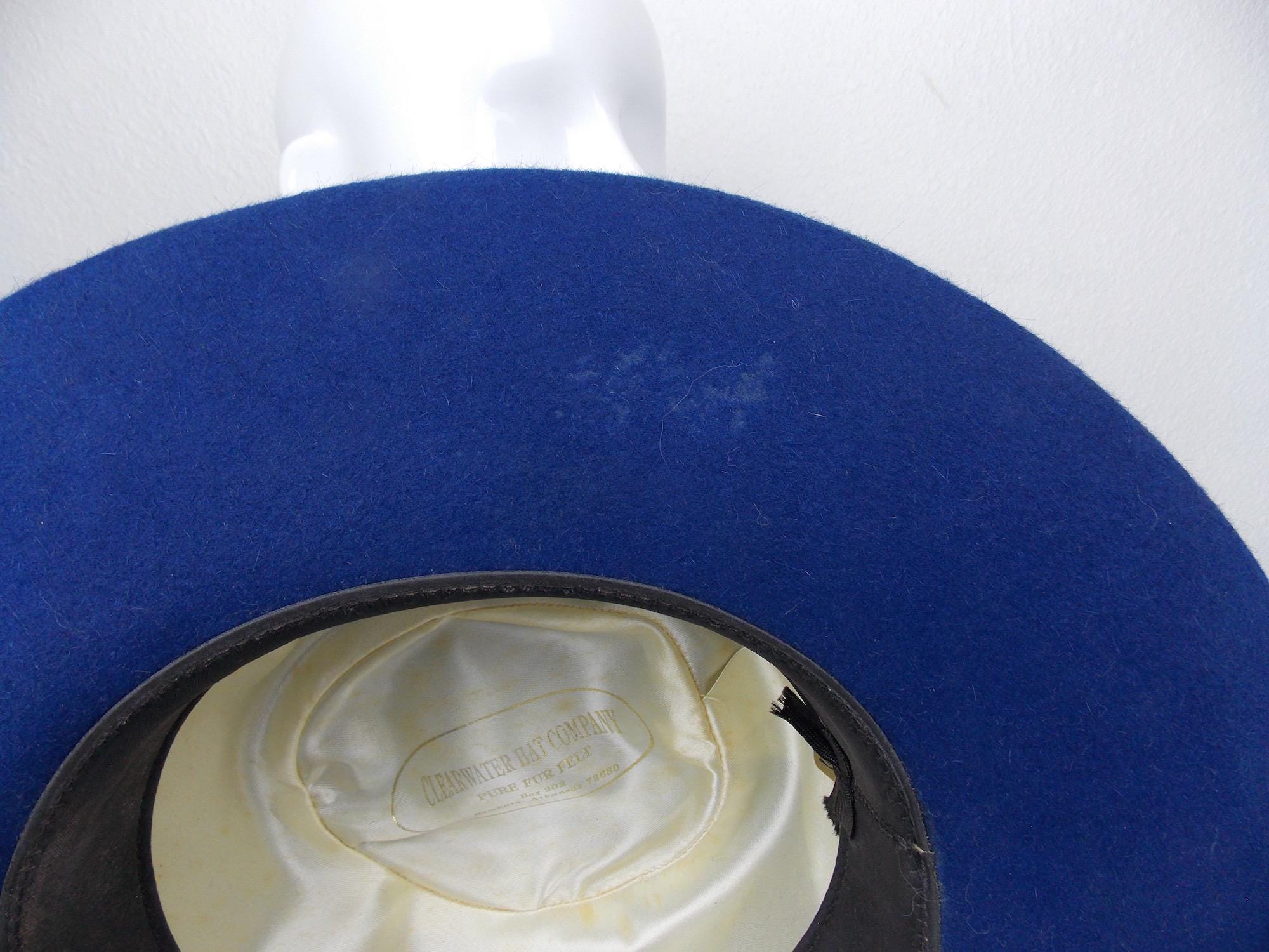 Vintage Blue Fur Felt Wide Brim Hat, Size 7 - Etsy Canada