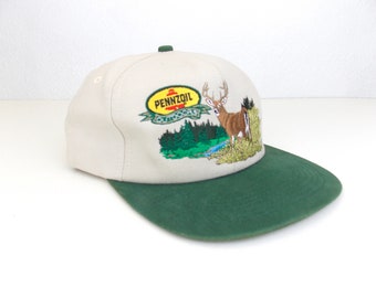 1990's Pennzoil Snapback Baseball Cap with Embroidered Stag Buck Deer