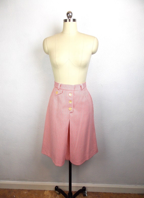 1970's Orange and White Poly Knit Skirt 26 waist