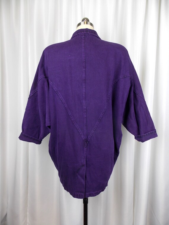 Purple Denim Jacket Coat Duster 1990's Size Small… - image 4