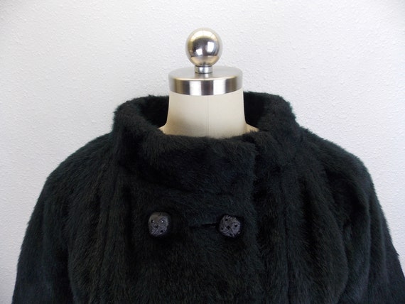 1960's Black Faux Fur Jacket Short Coat Size M - image 2