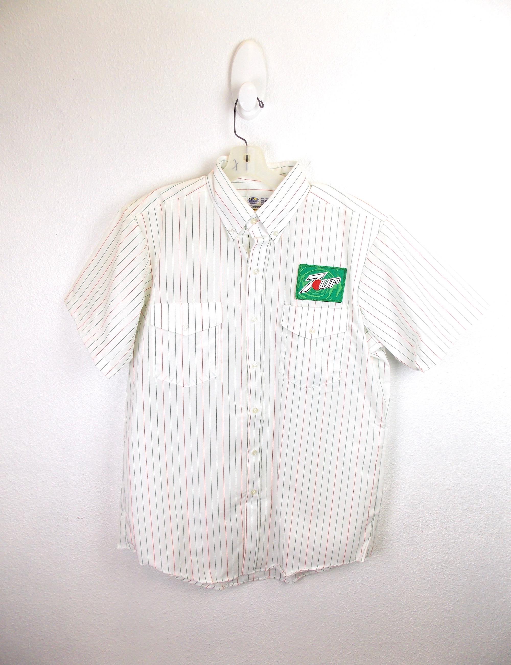 Vintage 7UP Uniform Work Shirt Striped Button Down Short Sleeve - Etsy