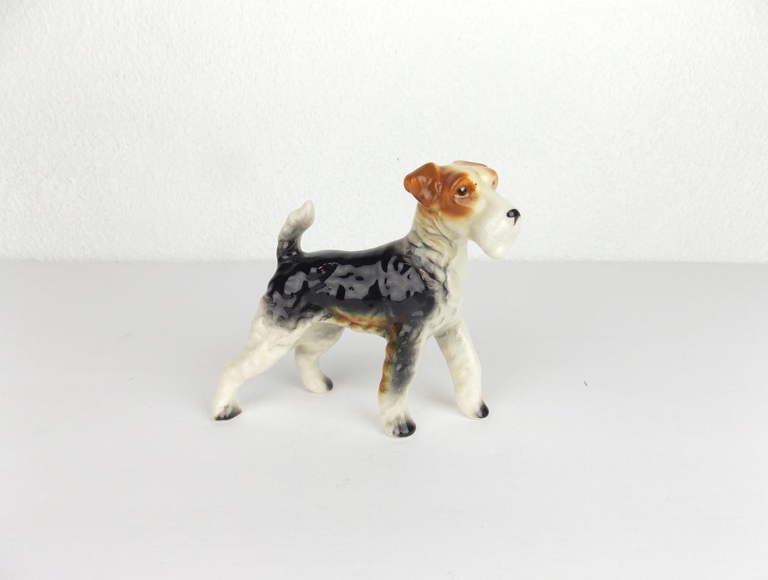 Vintage Porcelain Wire Haired Fox Terrier Dog Figurine 1940's - Etsy